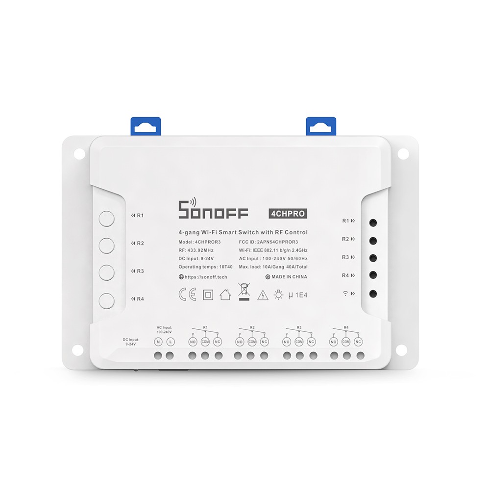 Sonoff 4CH PRO (R3) WiFi + RF-älyrelekytkin 4 kan. RF + DC tulo