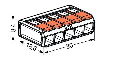 Rasialiitin &quot;vipu-Wago&quot;  221-sarja 3-nap. 0.2-4.0 mm²