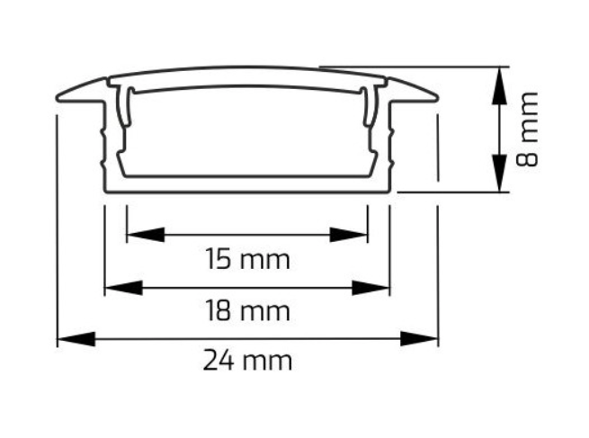 LED Profiili Uppo 18x6mm. 2m. opaali kansi, Harmaa Design Light