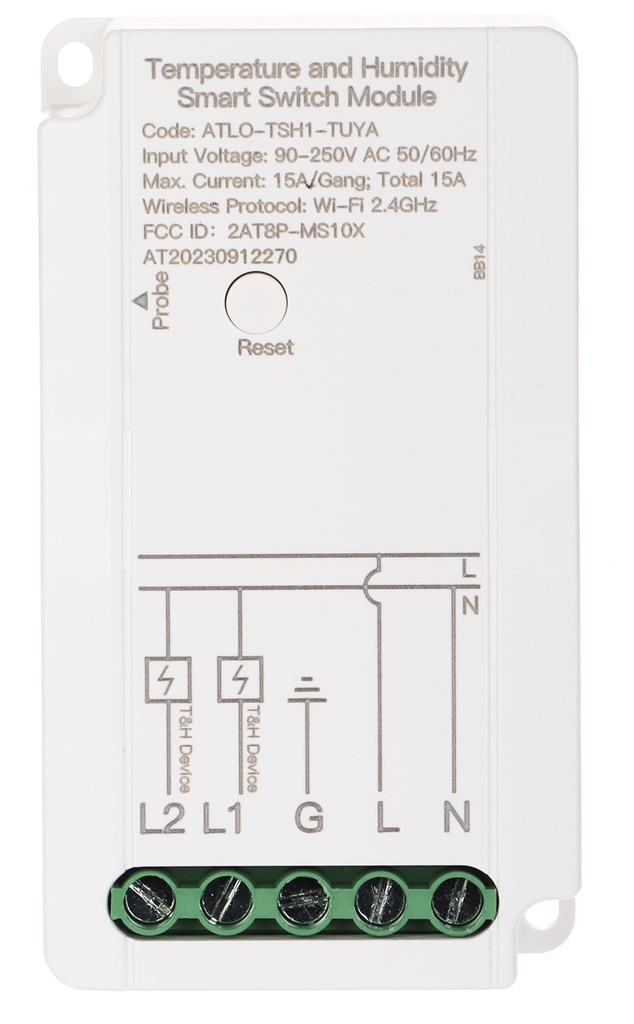 Wlan älyrele lämpötilan mittausanturilla, Max 3750W  -40-80 °C