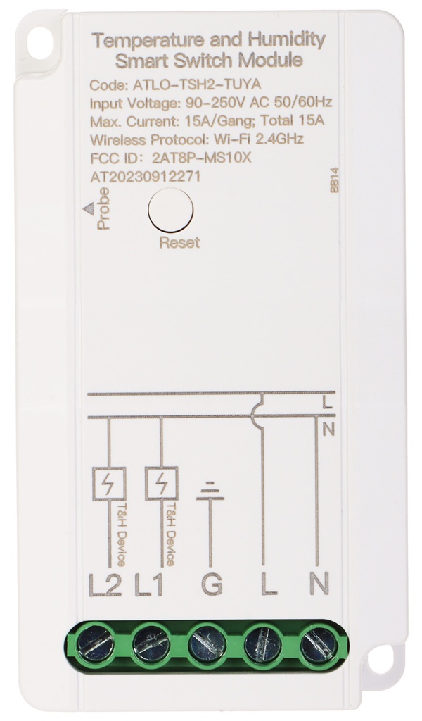 Wlan älyrele lämpötila- ja kosteus  mittausanturilla, Max 3750 W  -40-80 °C