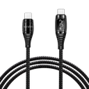 USB Type-C -kaapeli, C/Uros - C/Uros,  PD, Oled tehon näyttö, musta, 1m. Logilink