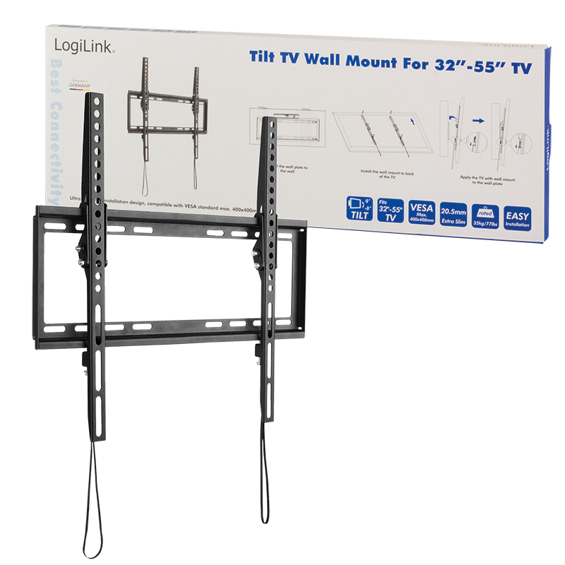 TV-seinäteline, 32–55&quot;, kallistus, max. 35 kg.