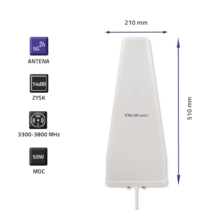 57032, 5G Antenni &quot;Hainevä&quot; 3300-3800 MHz, 30dB Qoltec