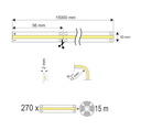 COB LED-nauha 378 LED/m 24V IP20 8,8W/m 15m./kela