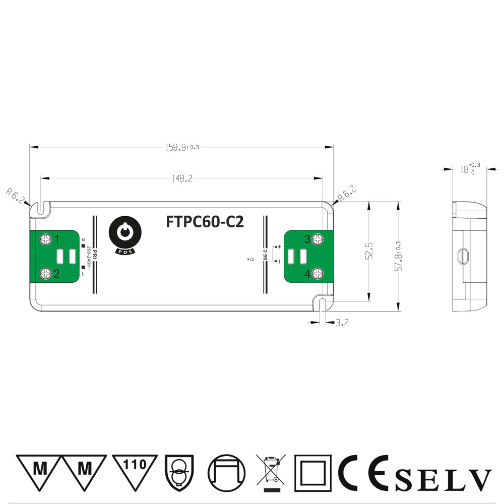 LED virtalähde 12V/60W ultraohut