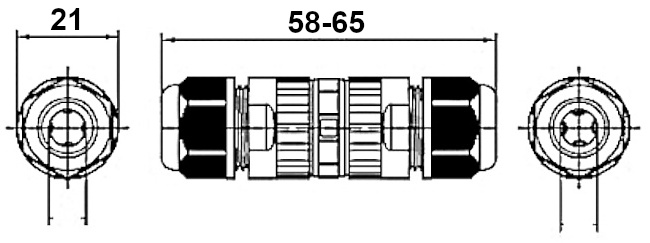 Kaapelijatko ruuviliitos 3P, M16 0.5 -1.5 mm² IP68