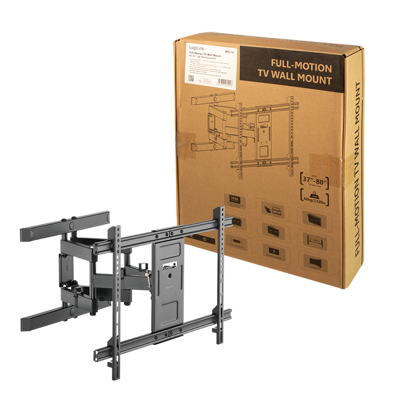TV-seinäteline, 37–80&quot;, kallistuva, kääntyvä, enint. 60 kg.