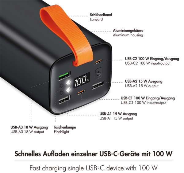 Varavirtalähde 50 000 mAh, QC 3.0 ja PD 3.0 100 W,