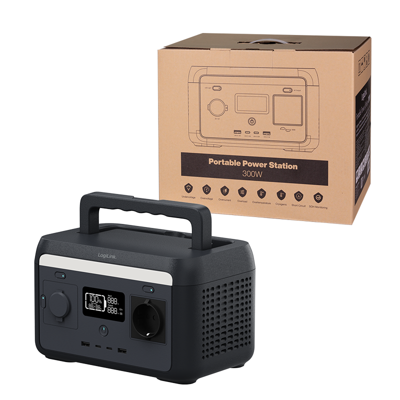 Kannettava virta-asema USB-A, USB-C, Shuko max 300W