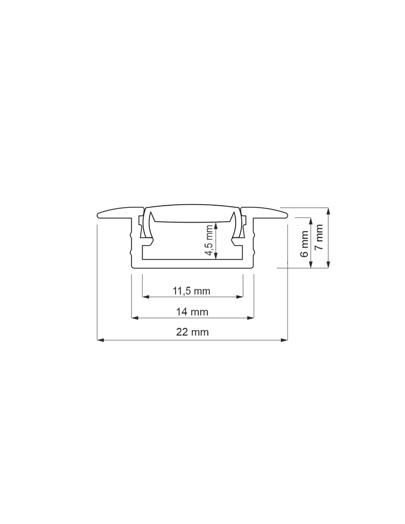 LED Profiili INLINE-M Uppo 22x6mm. 2m. opaali kansi, Valkoinen Design Light