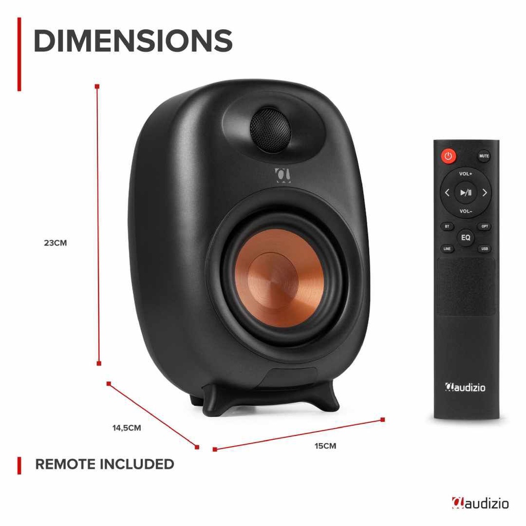 RS60 aktiivi hylly kaiutin sarja – kompakti 120 W kokonaisteho, Bluetooth 5.0, optinen sisääntulo, Audizio