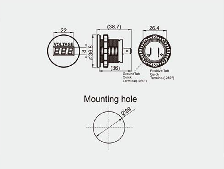 BF25 Jännitemittari Laipalla PUN