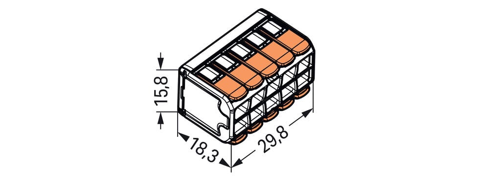 221-420 Rasialiitin &quot;vipu-Wago&quot;  221-sarja 10-nap. 0.2-4.0 mm², WAGO