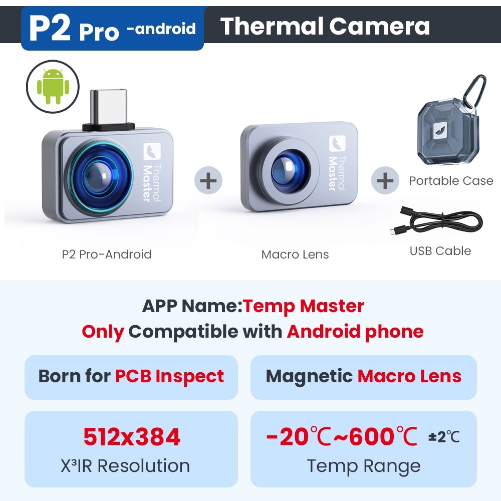 P2 Pro lämpökamera Androidille "mini" sis Makro objektiivi, InfiRay/Thermal Master