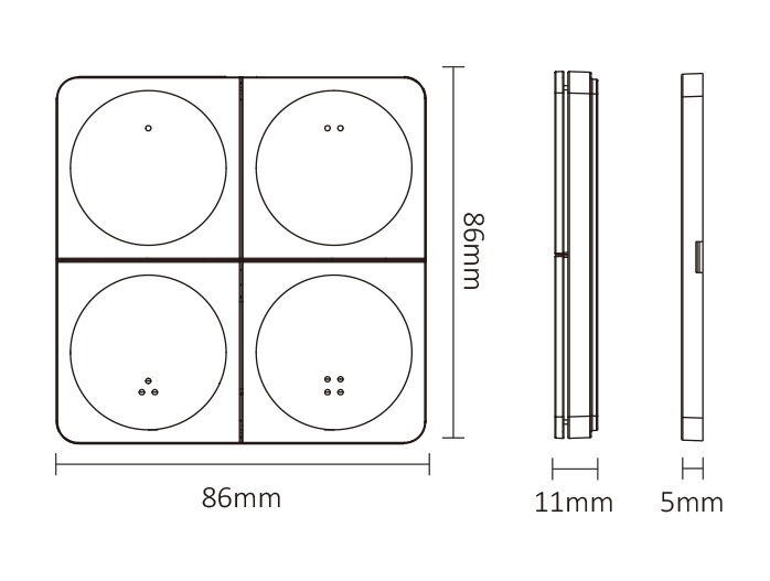 4‑alueinen langaton himmenninpaneeli, valkoinen (2.4 GHz), Mi-Boxer