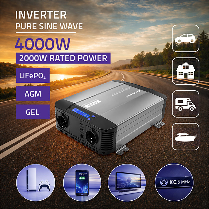 Inverttteri, puhdas siniaalto, 2500W/5000W, 12Vdc UUSI MALLI!!