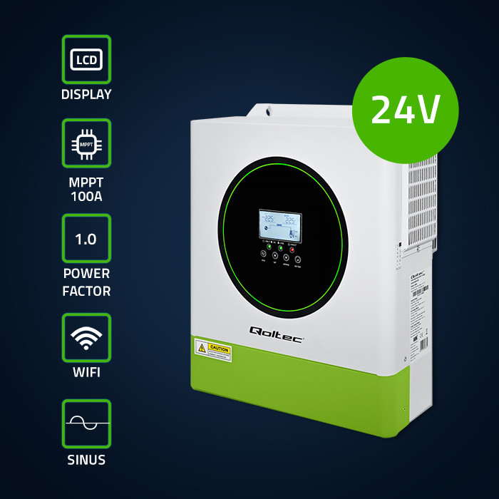 Off-grid-hybridi-invertteri 3500, LiFePO4-, AGM-, GEL- ja Deep Cycle, QOLTEC