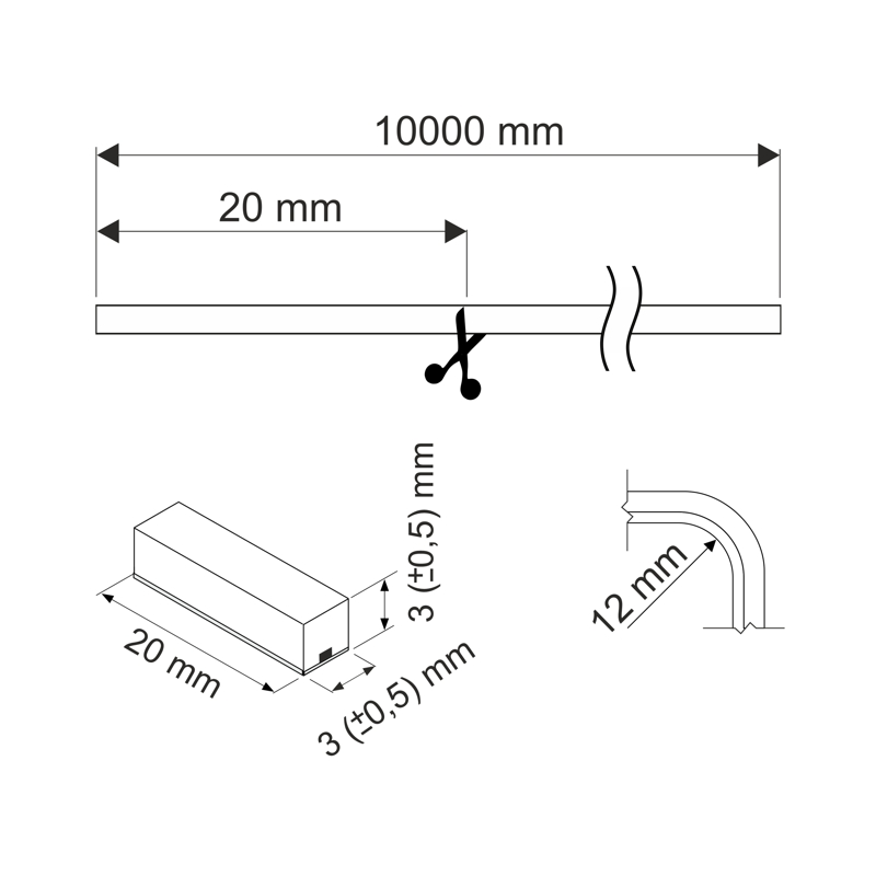 LED nauha NEON FLEX 3X3mm. 10M 3000K, DESIGN LIGHT