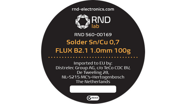 Juotostina, 1mm. Sn99.3/Cu0.7, 100g. FLUX 2,5%