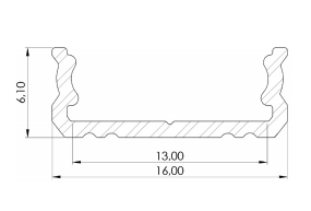 Pintaprofiili 16x6,10mm, anodisoitu harmaa, 2m.