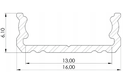 Pintaprofiili 16x6,10 mm, anodisoitu Musta, 2 m