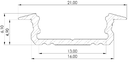 Uppoprofiili 21x6,10 mm, anodisoitu harmaa, 2 m