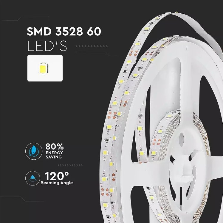 LED nauha 3,6W,12V, 3000K, 400lm/m. 5m.