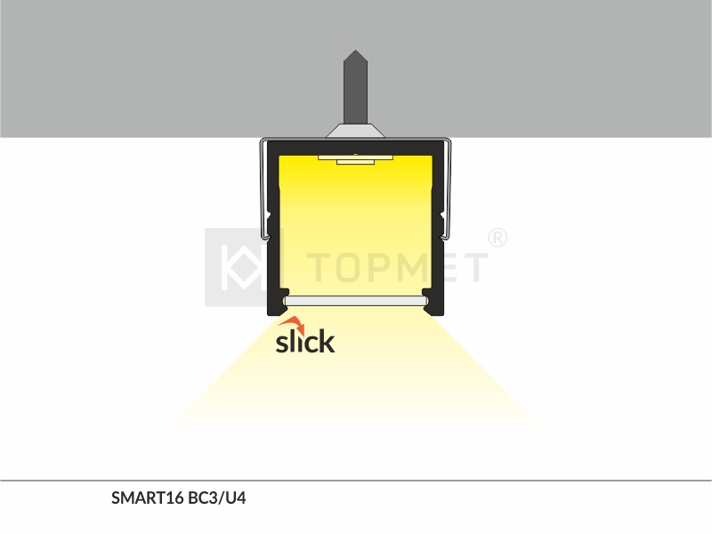 LED profiili SMART16 2m. Anodisoitu, harmaa. 2m.