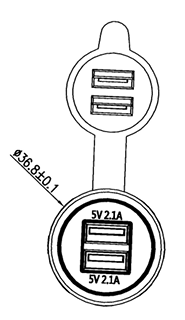 USB-Virtalähde uppoasennus 29mm. reikään