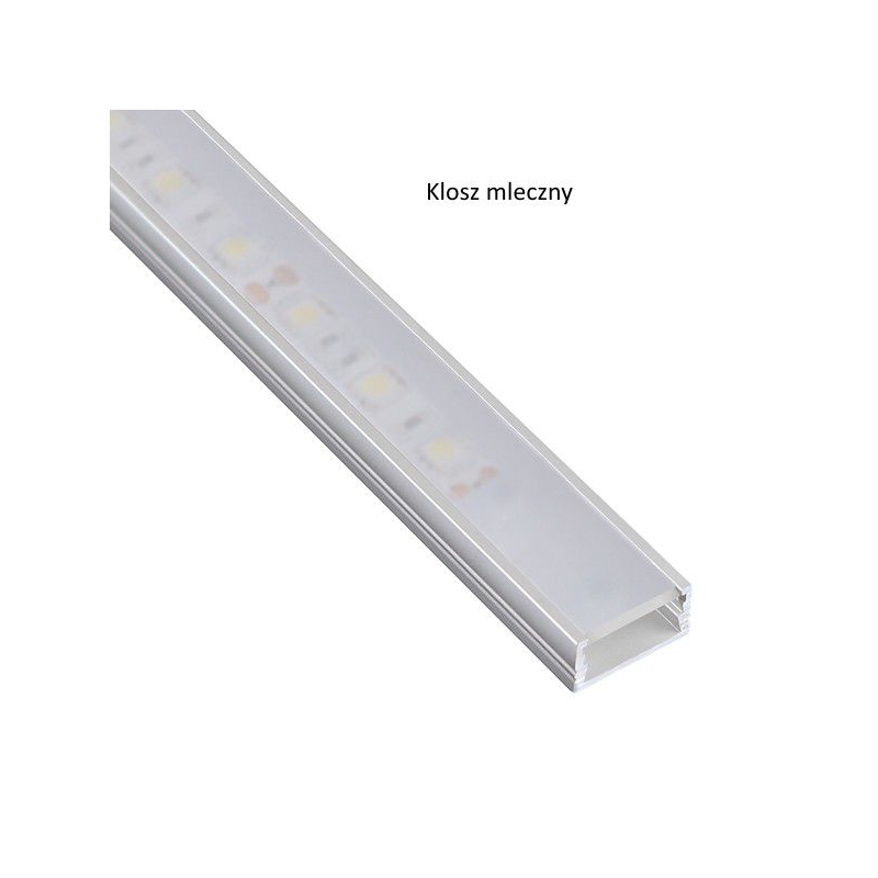 LED-profiili mini, pinta-asennus eloksoitu alumiini opaalikannella 14x7 mm. 2M