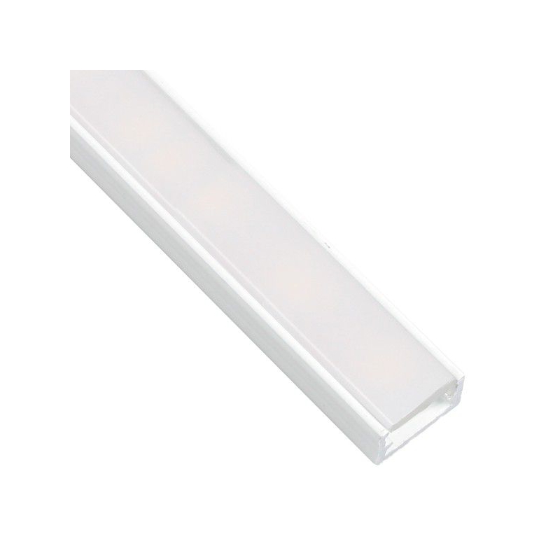 LED-profiili mini, pinta-asennus maalattu valkoinen opaalikannella 14x7 mm. 2M