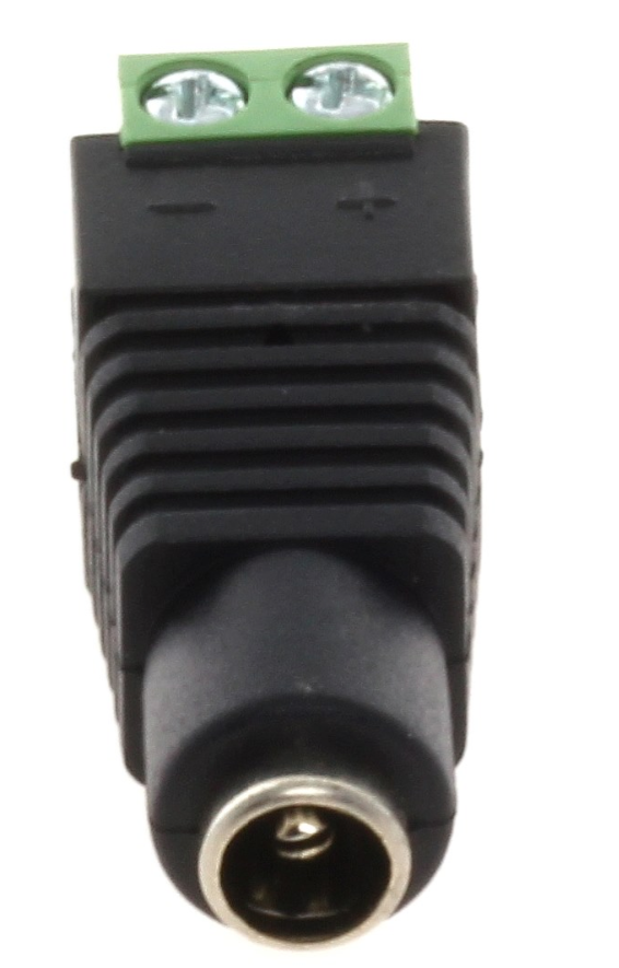 DC Liitin Naaras ruuvikiinnityksellä 5,5/2,1mm.