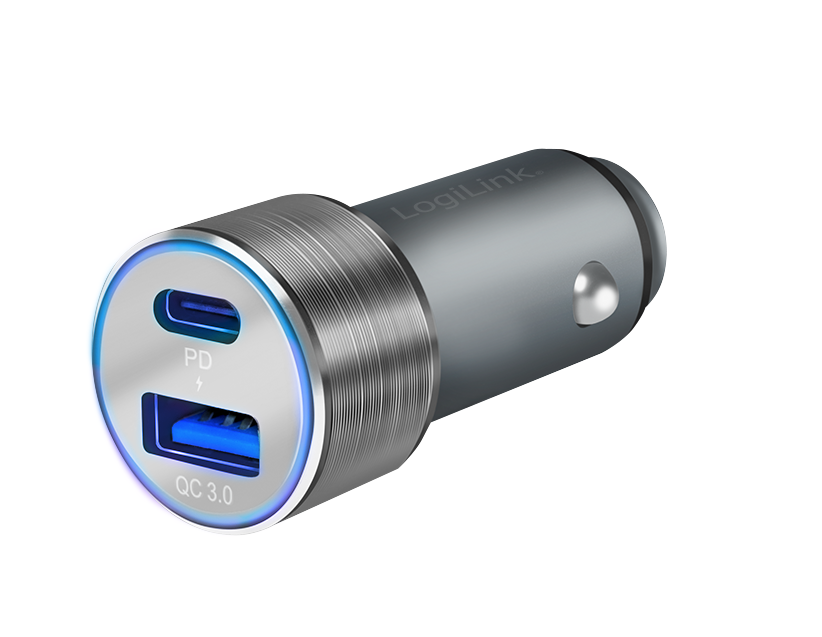 USB Autolaturi 1 x USB-C PD, 1 x USB-A QC, 36 W, Logilink