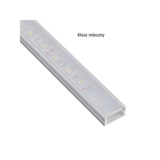 [PROFIL-LINEM-OP-2M-W] LED-profiili mini, pinta-asennus eloksoitu alumiini opaalikannella 14x7 mm. 2M