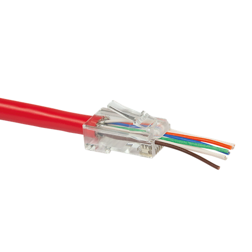 [RJ45T*P100] Suojaamaton RJ45 liitin läpijohdotettava 100 kpl.