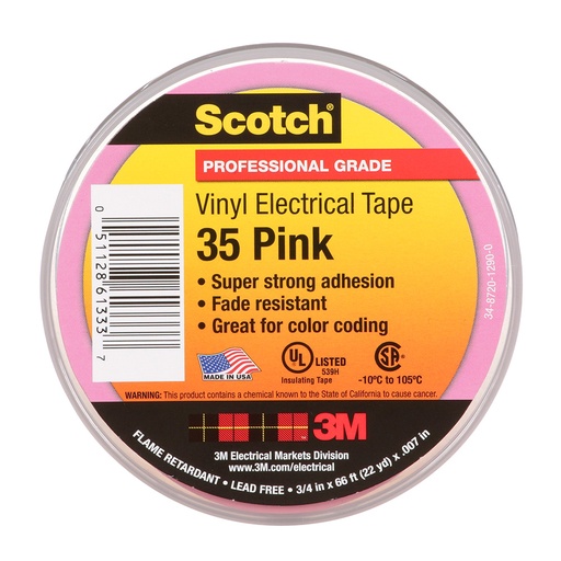 [7010411602] Scotch 35 vinyyli sähköteippi pinkki 19 mm x 20 m