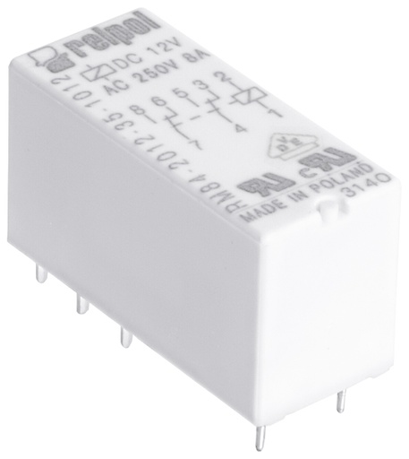 [RM84-2012-35-1005] Rele DPDT, kela 5Vdc, 8A,  8A/250VAC, RELPOL