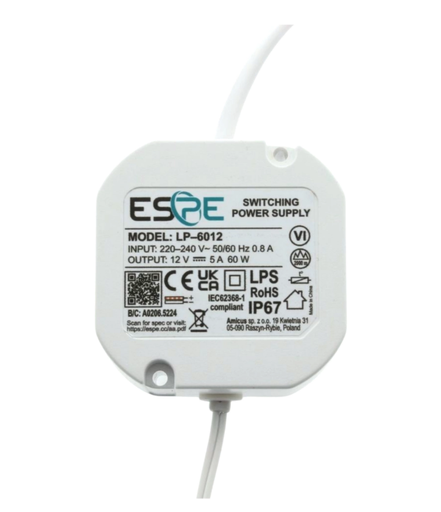 [LP-6012] Rasiavirtalähde 12V, 5A, 60W IP67