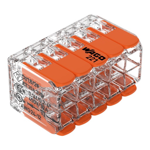 [221-420] 221-420 Rasialiitin &quot;vipu-Wago&quot;  221-sarja 10-nap. 0.2-4.0 mm², WAGO