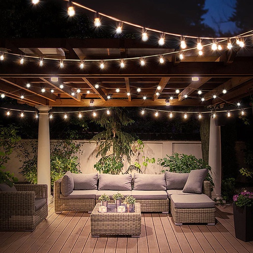 [5051] Ulkokäyttöön tarkoitettu valosarja – 15 kpl E27 -ripustettavia kantoja (14,4 m)